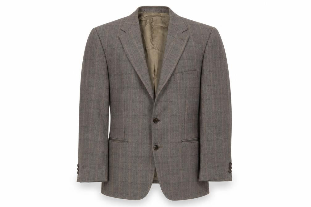Wellington Mens Brown Plaid Wool Jacket Suit Jacket Size 46 Regular