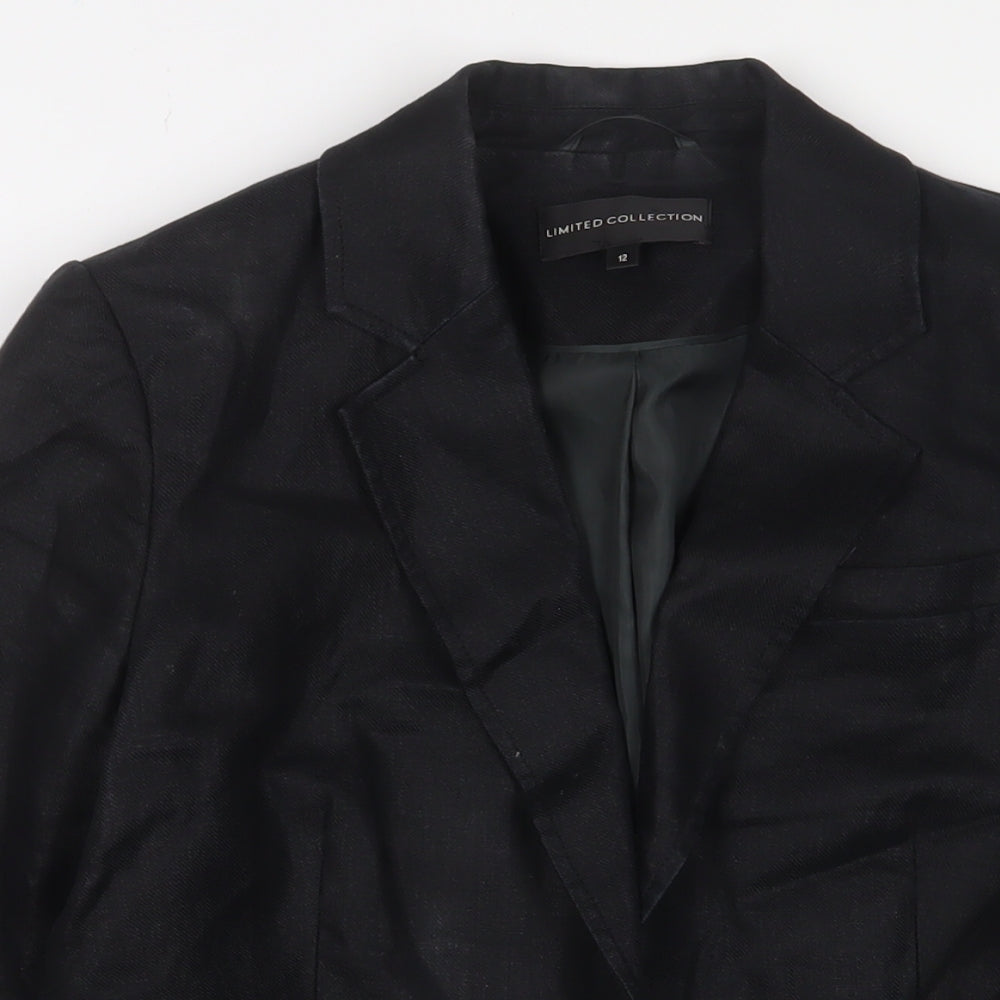 Limited Collection Womens Black Jacket Blazer Size 12 Button