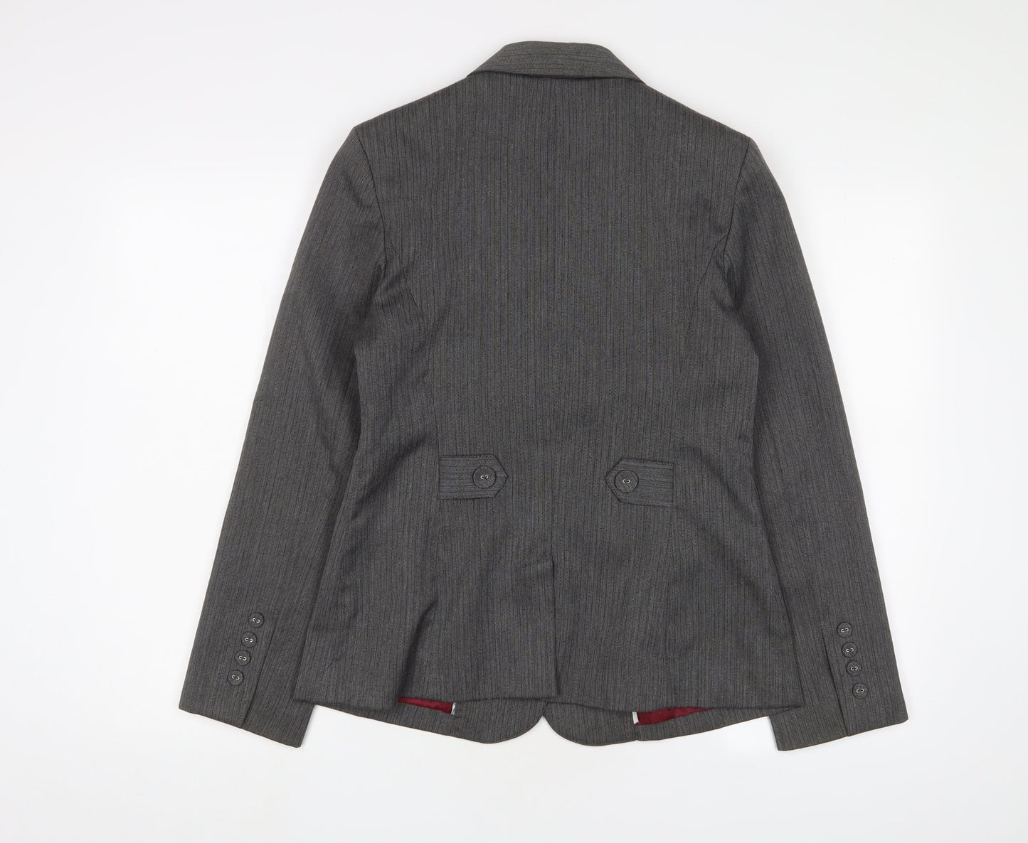 MARK ONE Womens Grey Striped Jacket Blazer Size 12 Button