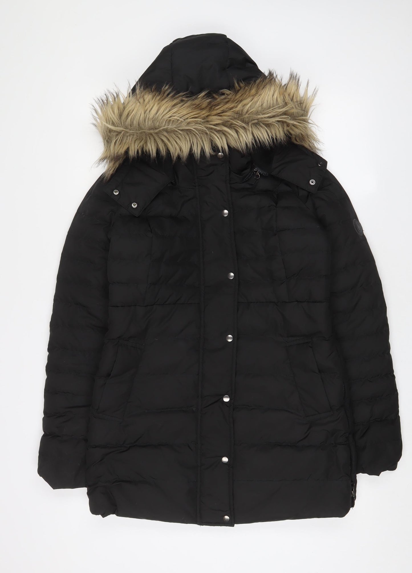Seraphine Womens Black Parka Coat Size 8 Zip