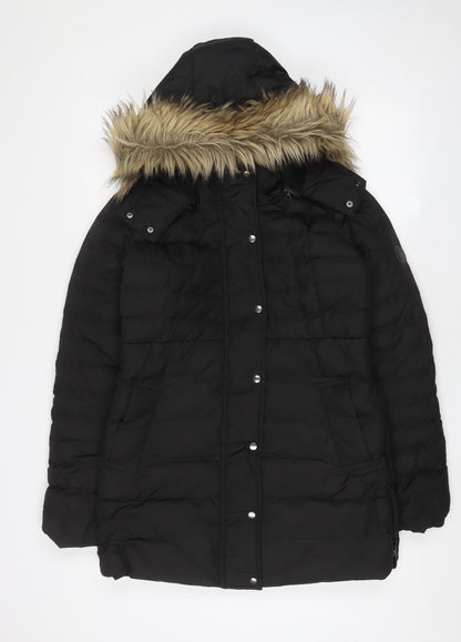 Seraphine Womens Black Parka Coat Size 8 Zip