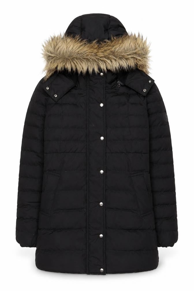 Seraphine Womens Black Parka Coat Size 8 Zip