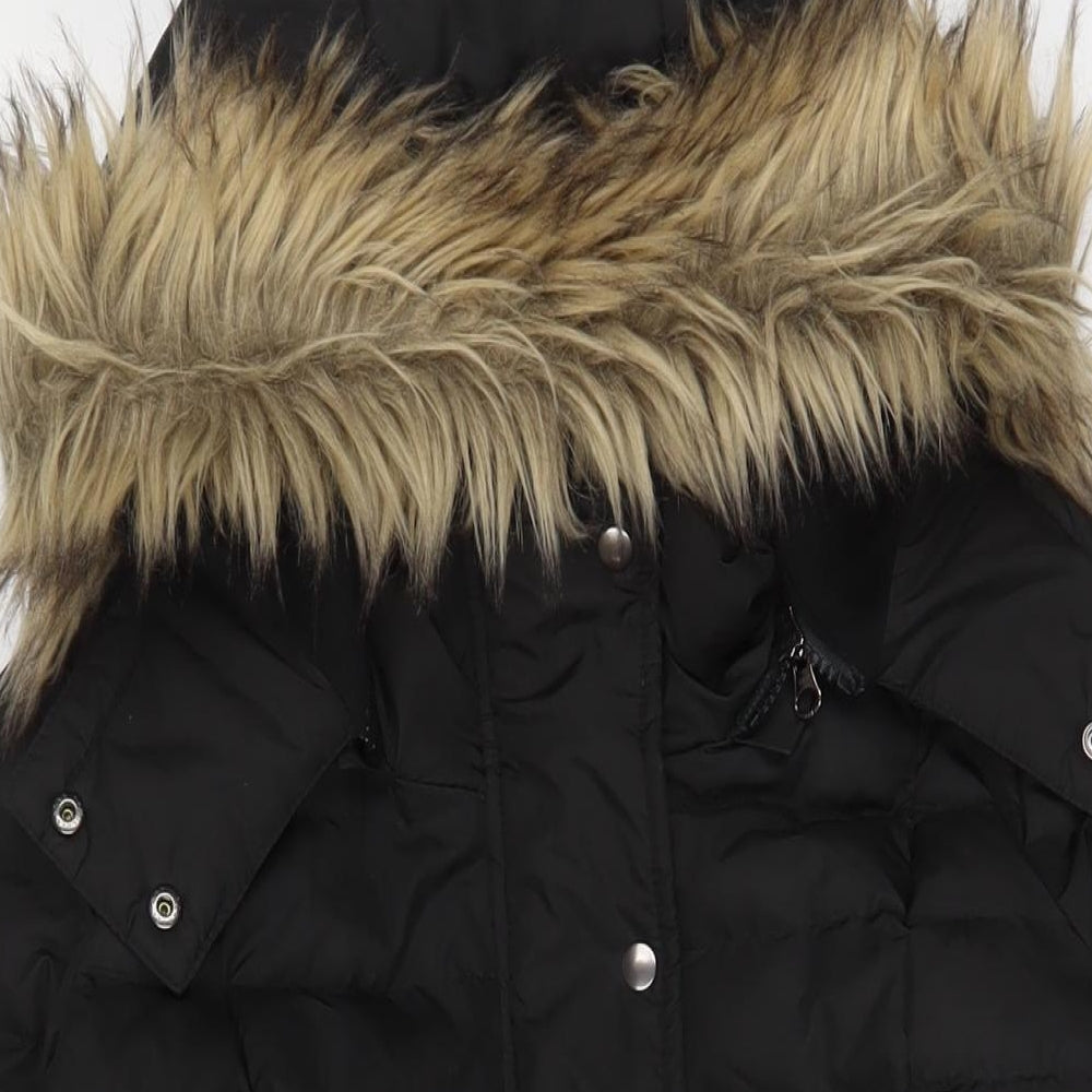 Seraphine Womens Black Parka Coat Size 8 Zip