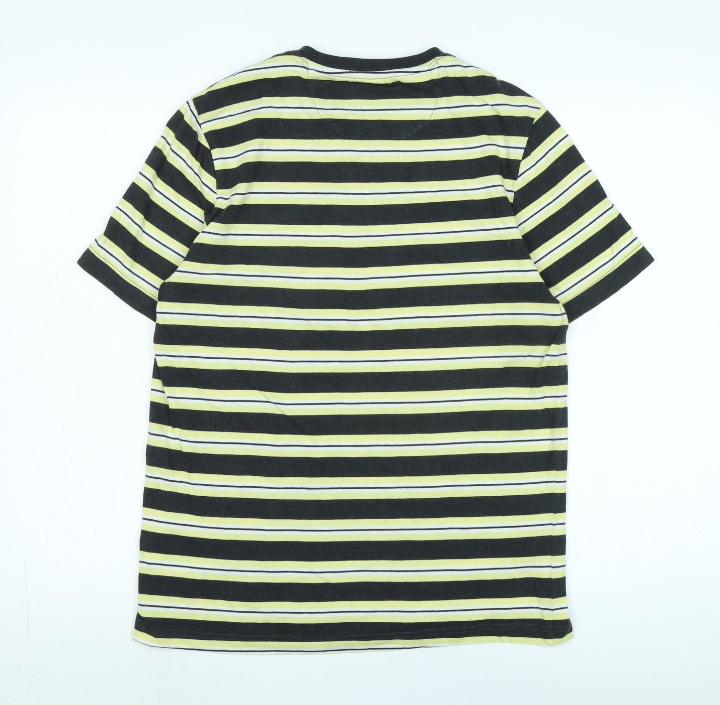 Farah 1920 Mens Black Striped Cotton T-Shirt Size S Crew Neck - Logo