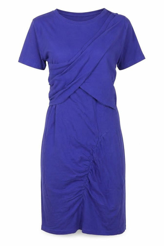 Carven Womens Purple Cotton Bodycon Size L Crew Neck - Logo