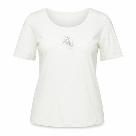 Olsen Womens Ivory Cotton Basic T-Shirt Size M Scoop Neck - Logo