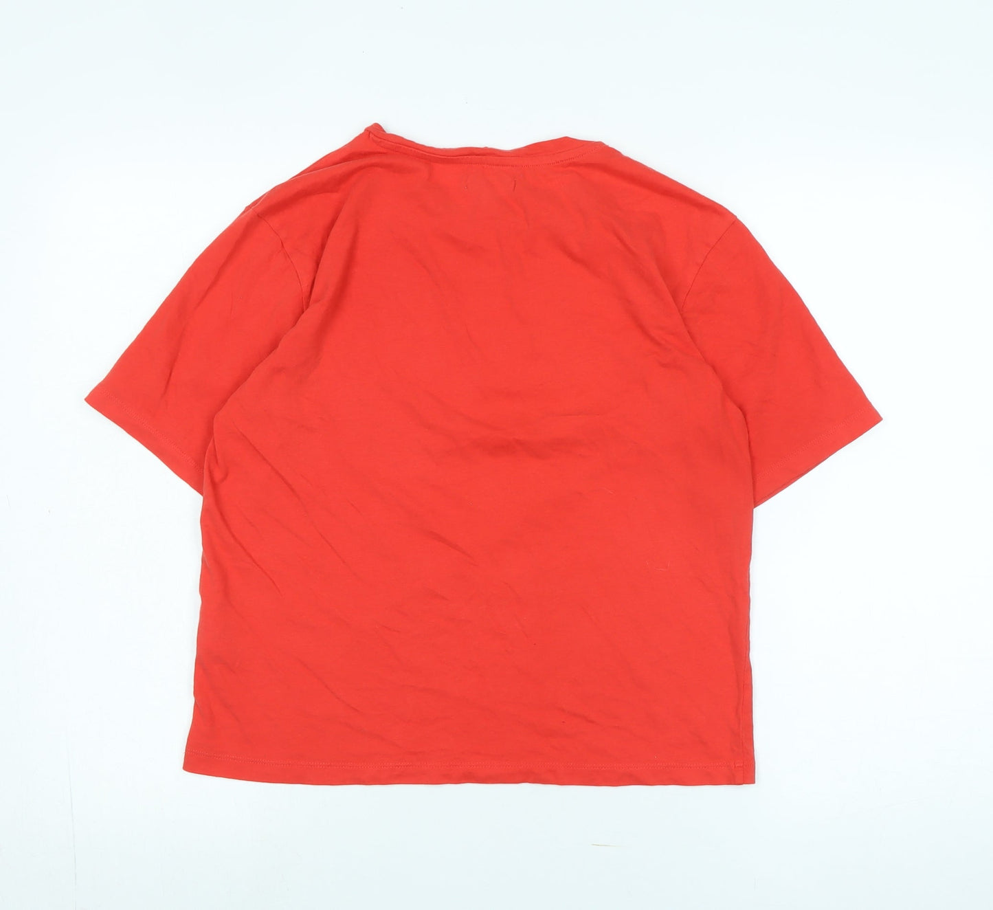 After ski Womens Red Cotton Basic T-Shirt Size S Crew Neck - Logo