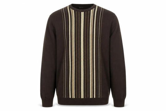 Perry Ellis Mens Brown Crew Neck Acrylic Pullover Jumper Size M Long Sleeve - Logo