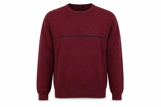 Nautica Mens Red Crew Neck Cotton Pullover Jumper Size S Long Sleeve - Logo