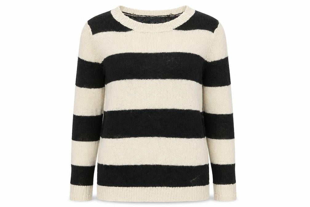 Gap Womens White Round Neck Striped Viscose Pullover Jumper Size S