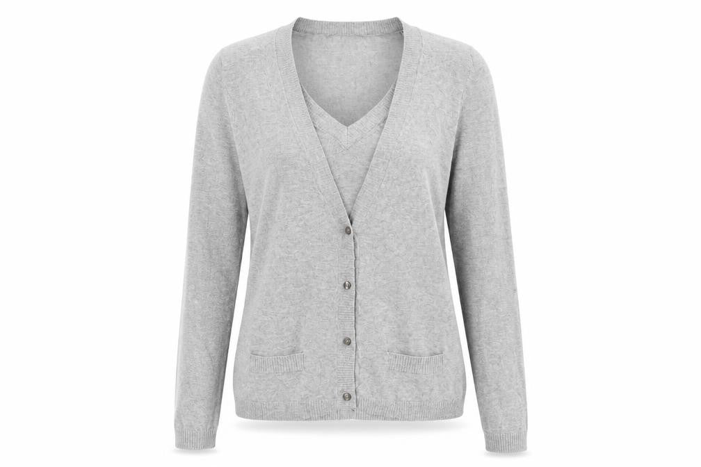 TCM Womens Grey Cotton Basic Button-Up Size 10 V-Neck