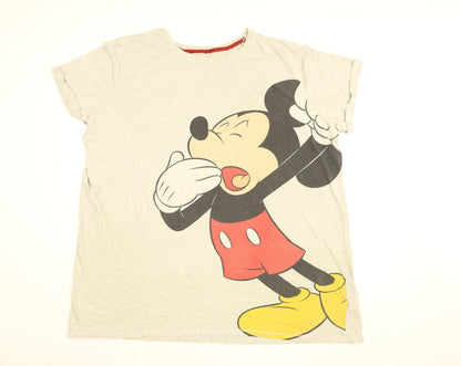Preloved Disney Womens Grey Cotton Basic T-Shirt Size 2XL Round Neck - Mickey Mouse - Front