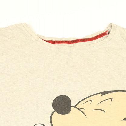Preloved Disney Womens Grey Cotton Basic T-Shirt Size 2XL Round Neck - Mickey Mouse - Detail