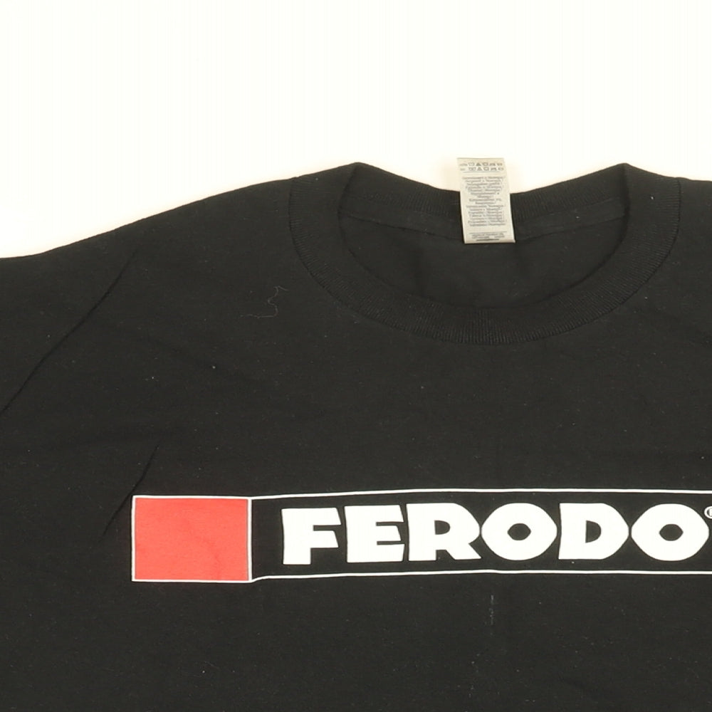 Gildan Mens Black Cotton T-Shirt Size M Round Neck - Ferodo
