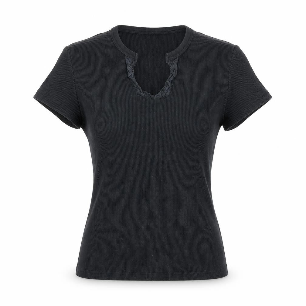 Cotton Traders Womens Blue Cotton Basic T-Shirt Size 12 V-Neck
