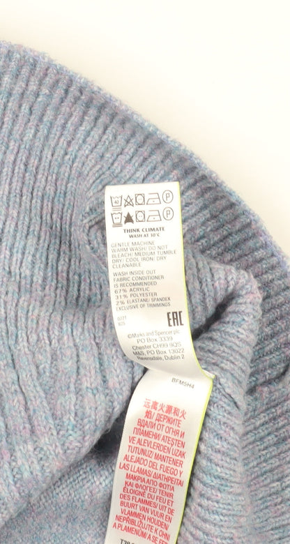 Close-up detail of Marks & Spencer Blue Acrylic Jumper, M, Crew Neck