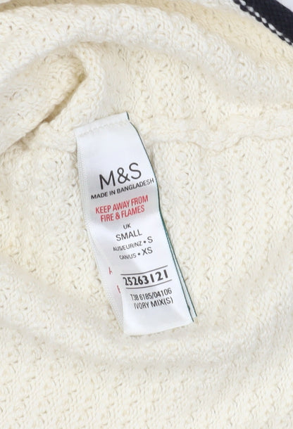 Brand and care label for Marks & Spencer Ivory Knit Jumper Crew Neck S
