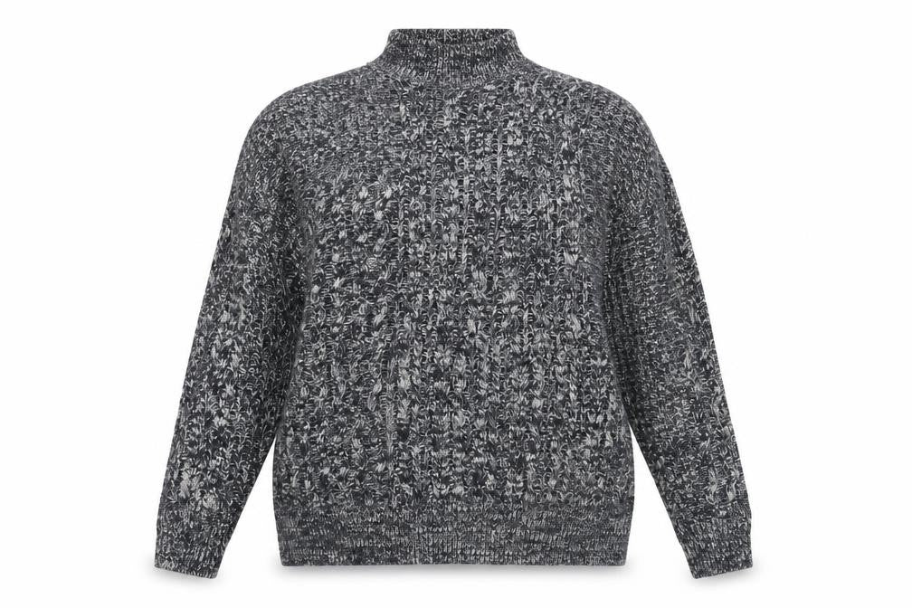 Topshop Grey Mock Neck Chunky-Knit Jumper Size 14
