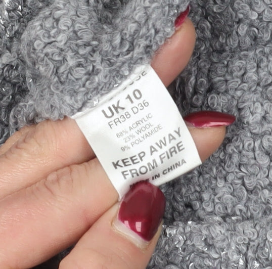 Warehouse Grey Chunky-Knit Pullover Jumper Size 10