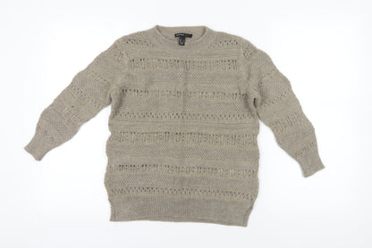Additional front view of Mango Beige Open-Knit jumper, size 12