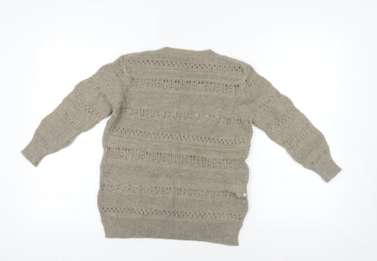 Back view of Mango Beige Open-Knit jumper, size 12