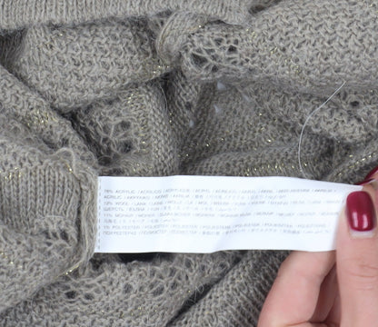Close-up detail of Mango Beige Open-Knit jumper, size 12