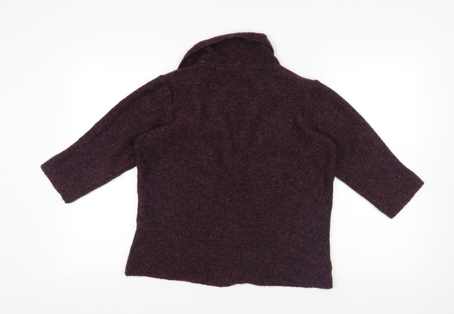 Marks & Spencer Purple Cardigan, L, Wool Blend, 3/4 Sleeve