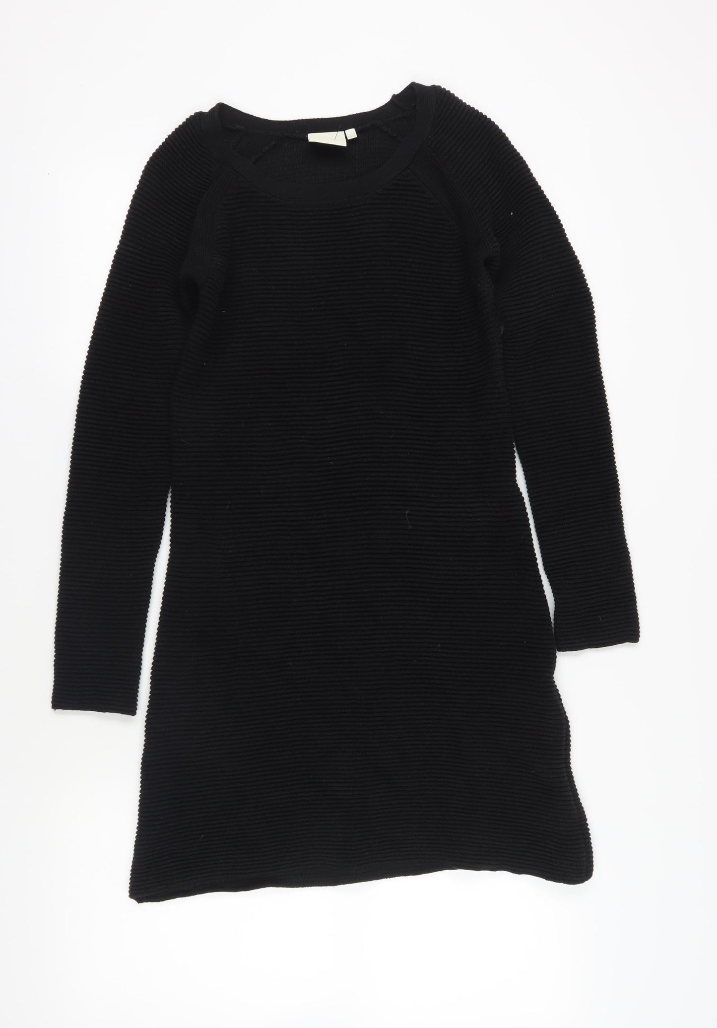 ASOS Black Cotton Knit Dress, Size 10, Long Sleeve