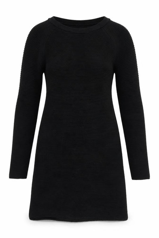 ASOS Black Cotton Knit Dress, Size 10, Long Sleeve