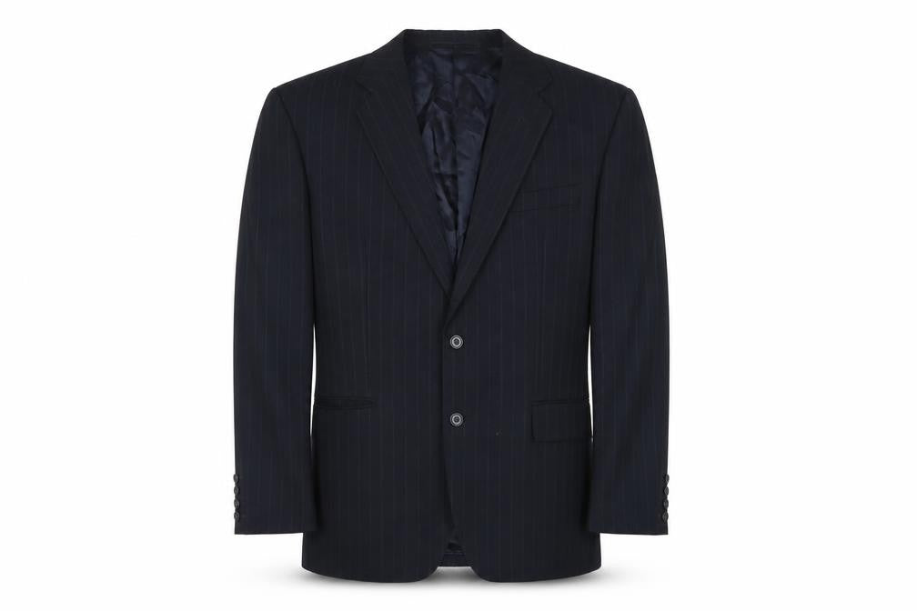 St Michael Navy Striped Wool Suit Jacket, Medium