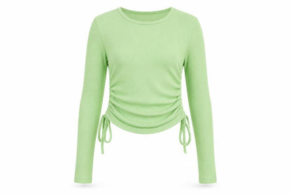 Front view of Boohoo Green Ribbed Cropped Blouse, size 6