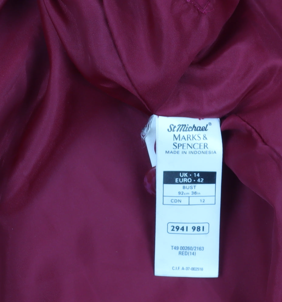 Marks and Spencer Red Mid-Length Coat Size 14