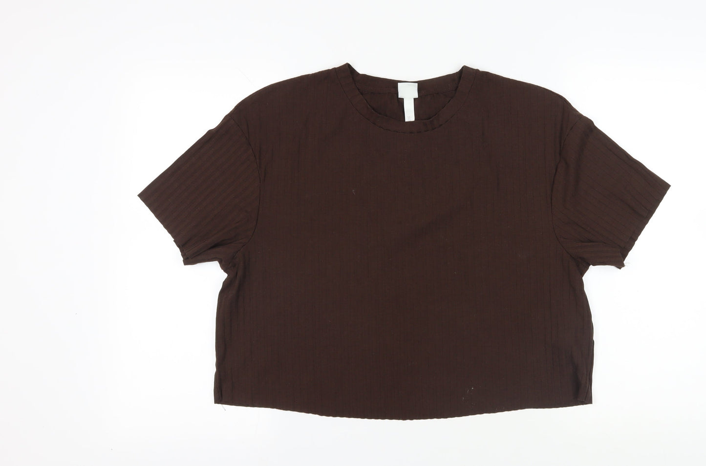 H&M Brown Basic T-Shirt, Size L, Viscose Blend