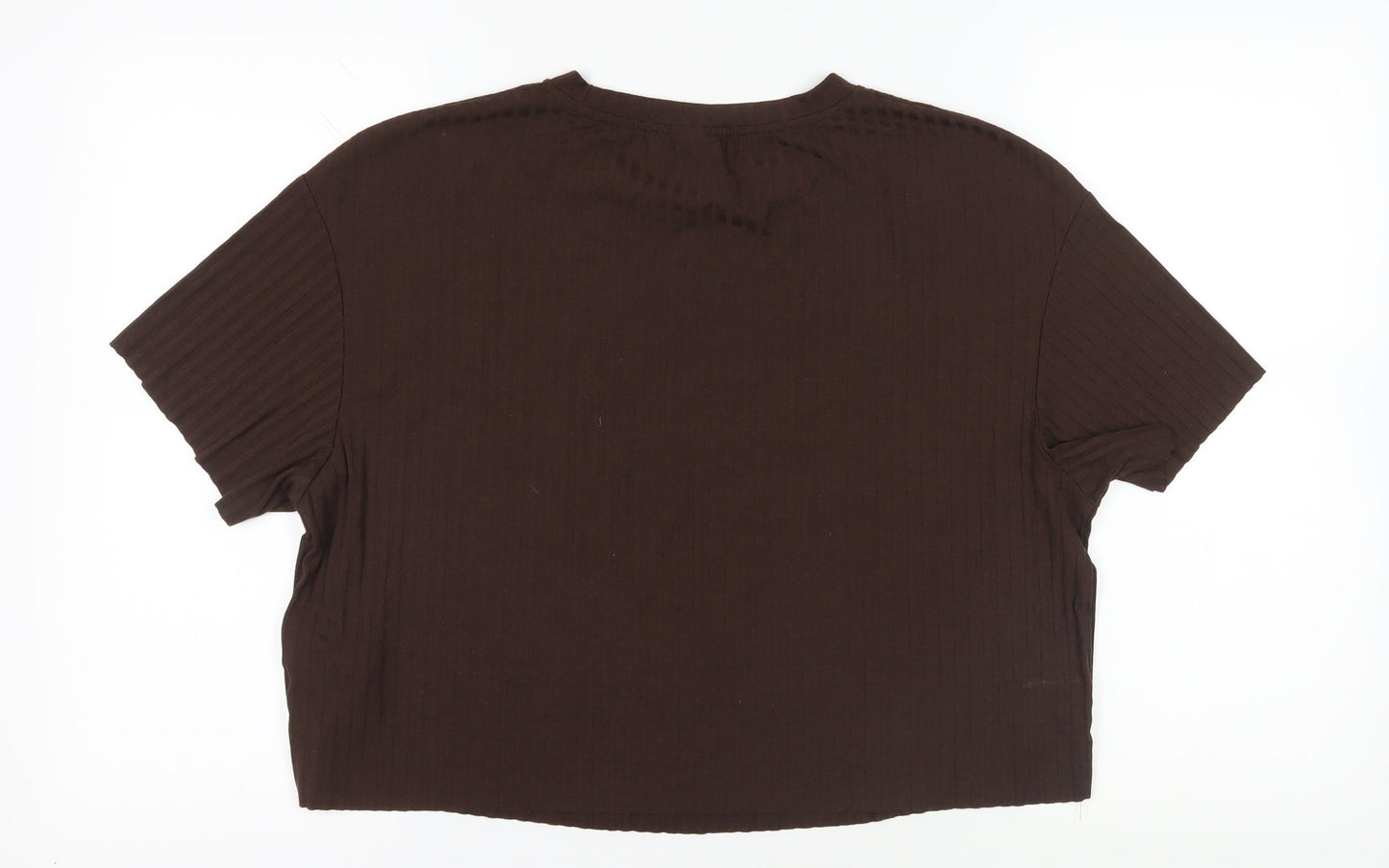 H&M Brown Basic T-Shirt, Size L, Viscose Blend