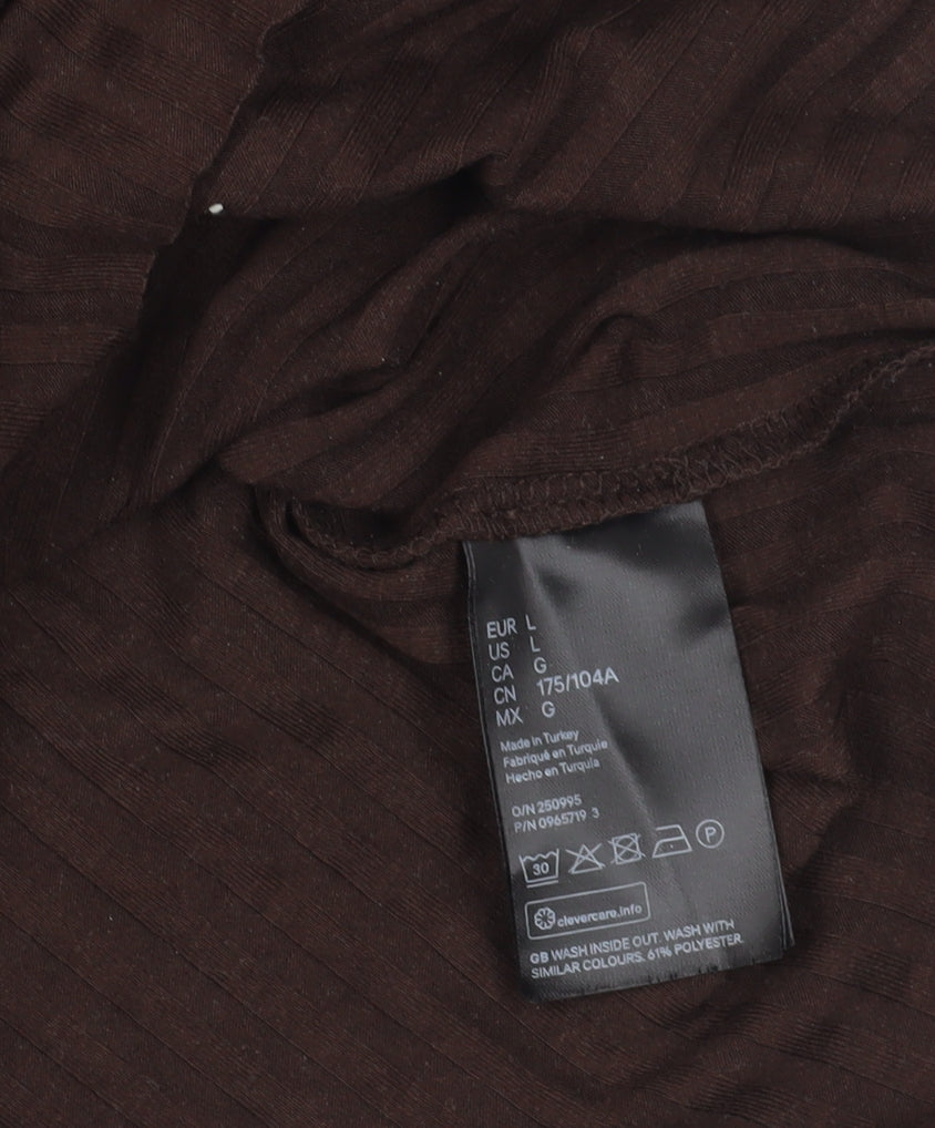 H&M Brown Basic T-Shirt, Size L, Viscose Blend
