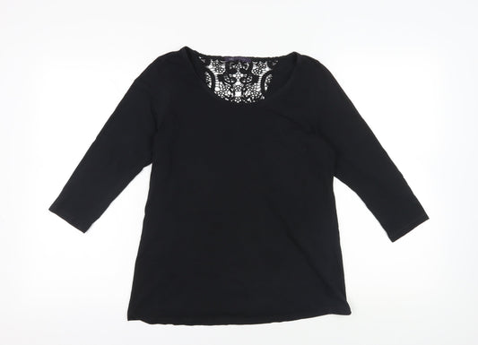 Marks and Spencer Black Lace Accented Blouse - Size 14
