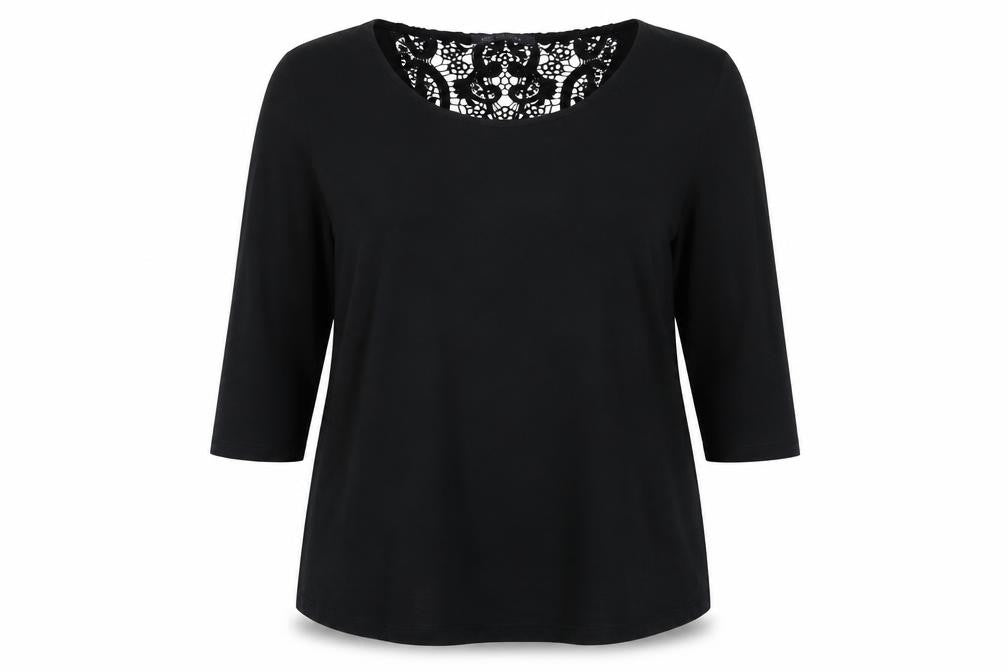 Marks & Spencer Black Lace Accented Blouse - Size 14