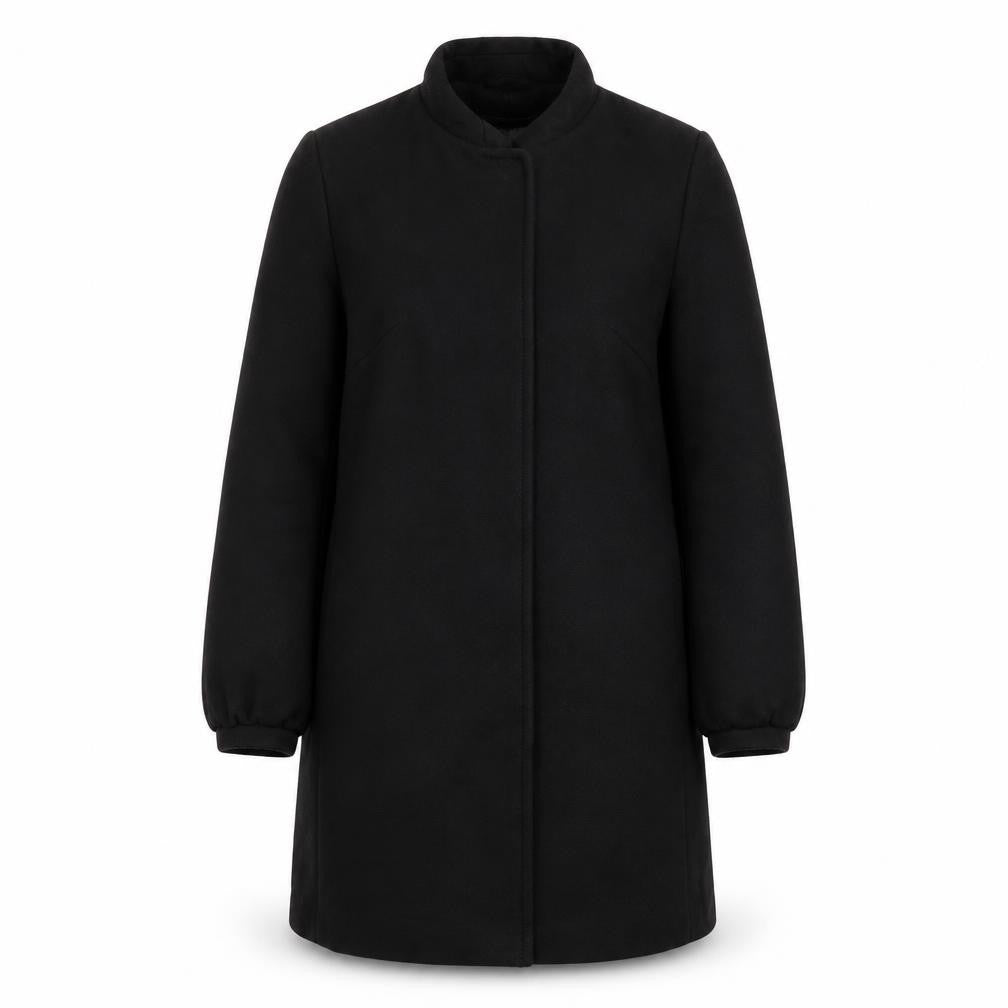 French Connection Womens Black Overcoat Coat Size 8 Snap