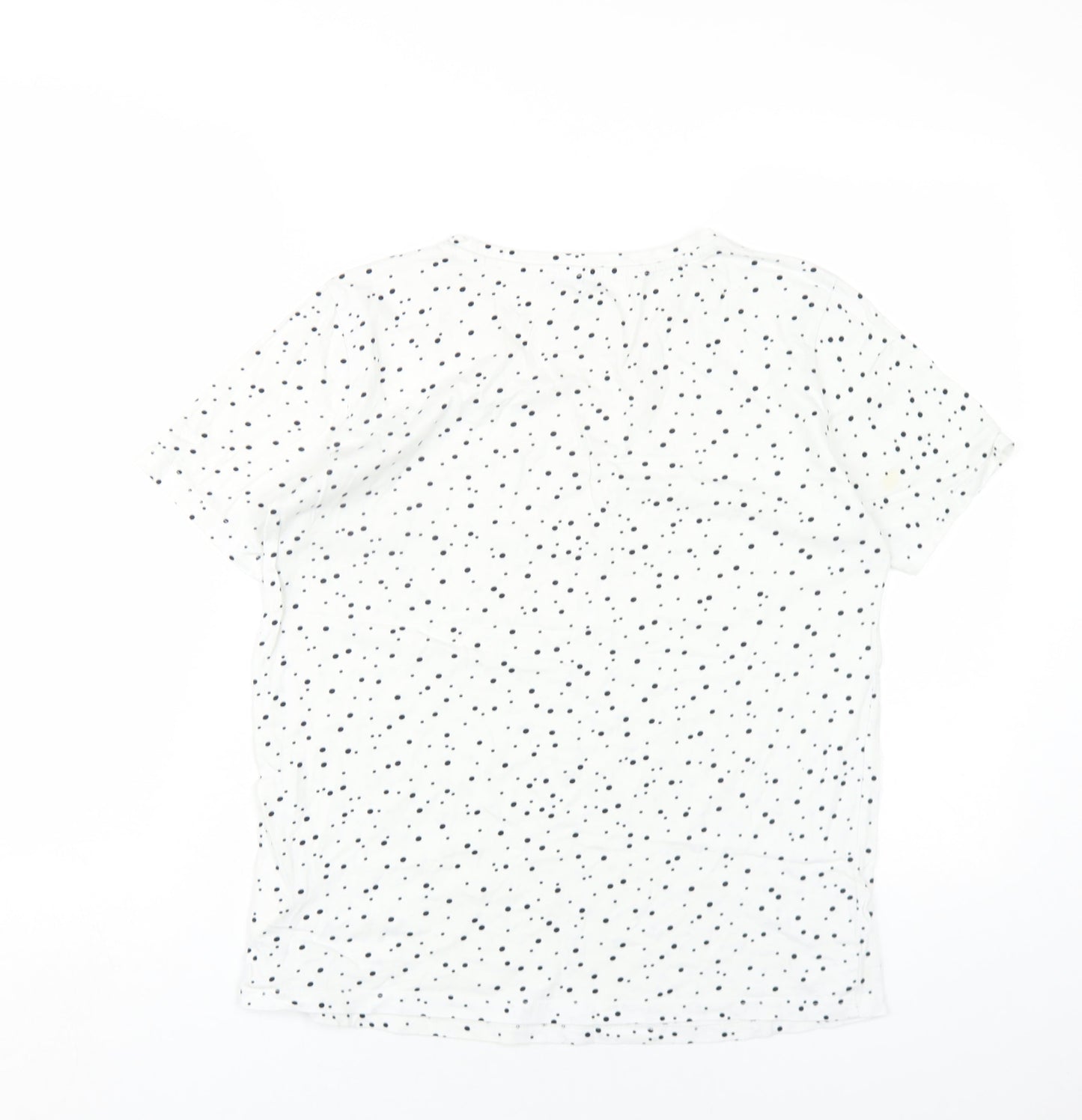 LC Waikiki Womens White Polka Dot Cotton Basic T-Shirt Size L Round Neck
