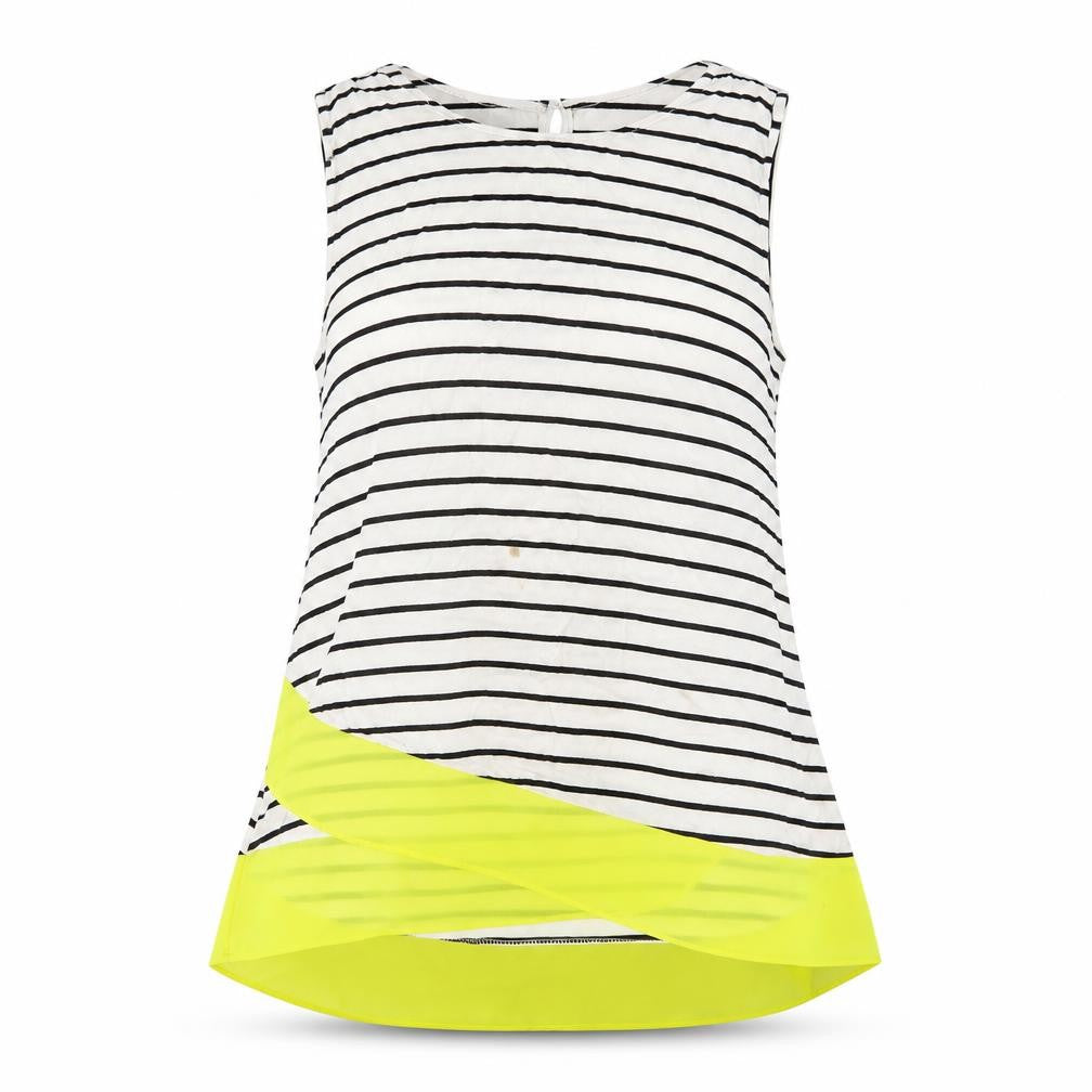 Stella Morgan Womens White Striped Viscose Basic Tank Size 14 Round Neck