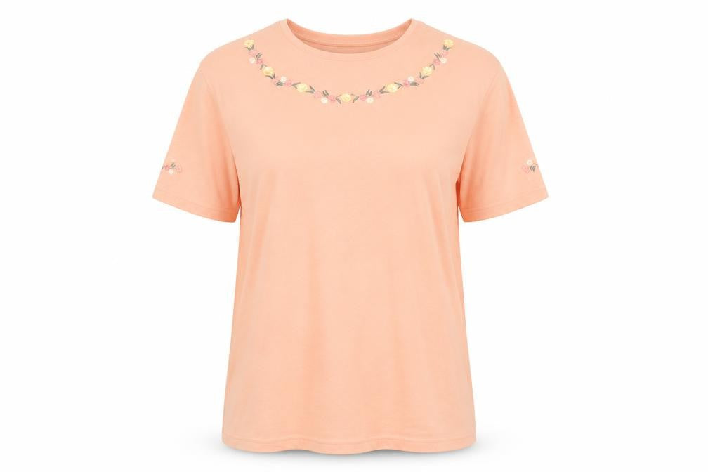 EWM Womens Pink Polyester Basic T-Shirt Size 14 Round Neck