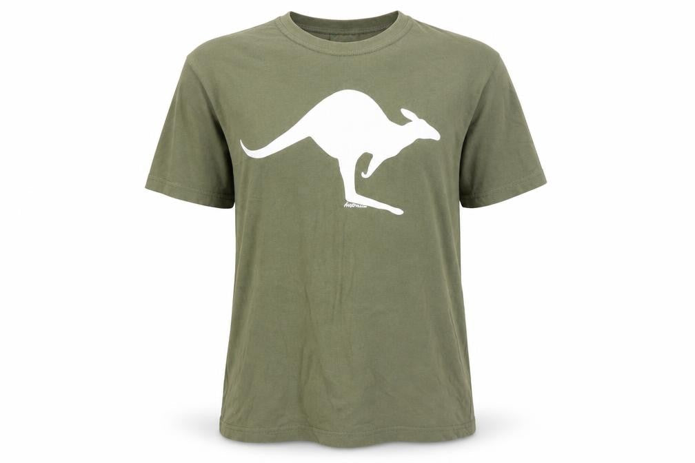Australian Made Womens Green Cotton Basic T-Shirt Size M Round Neck - Kangaroo