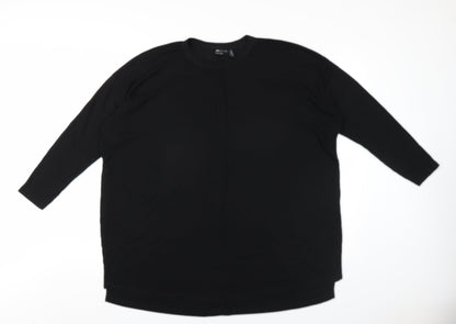 Additional front view of ASOS women’s black polyester basic t-shirt, size UK 10, round neck - side slits