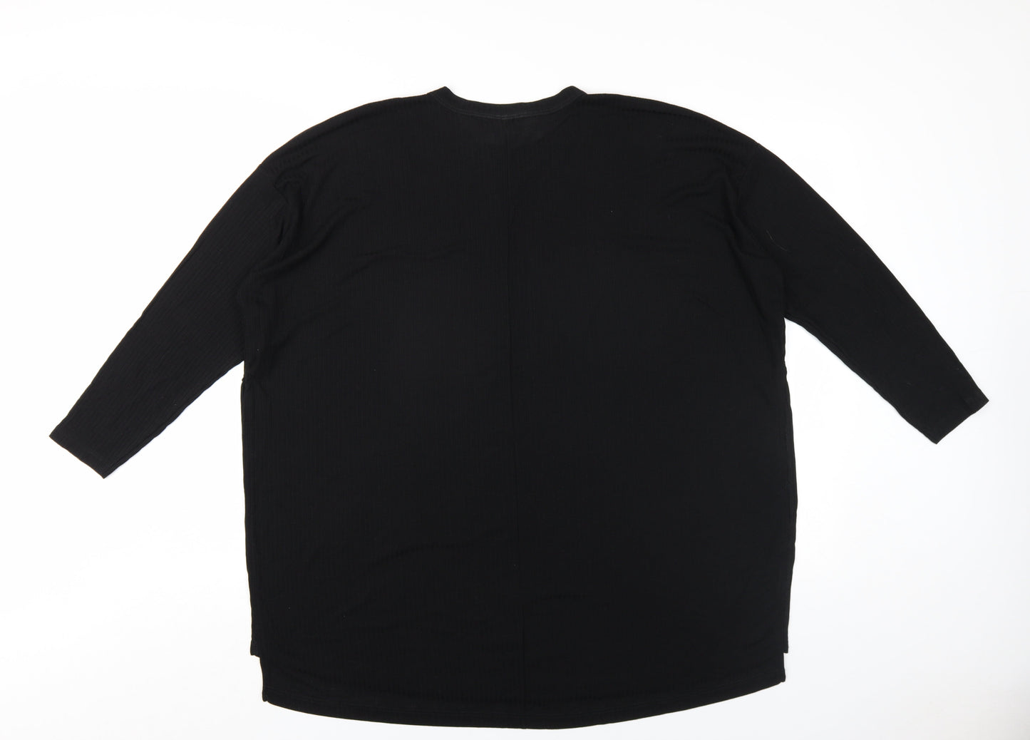ASOS Womens Black Polyester Basic T-Shirt Size 10 Round Neck - Side Slits