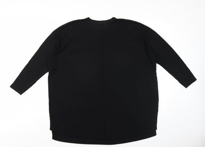 Back view of ASOS women’s black polyester basic t-shirt, size UK 10, round neck - side slits