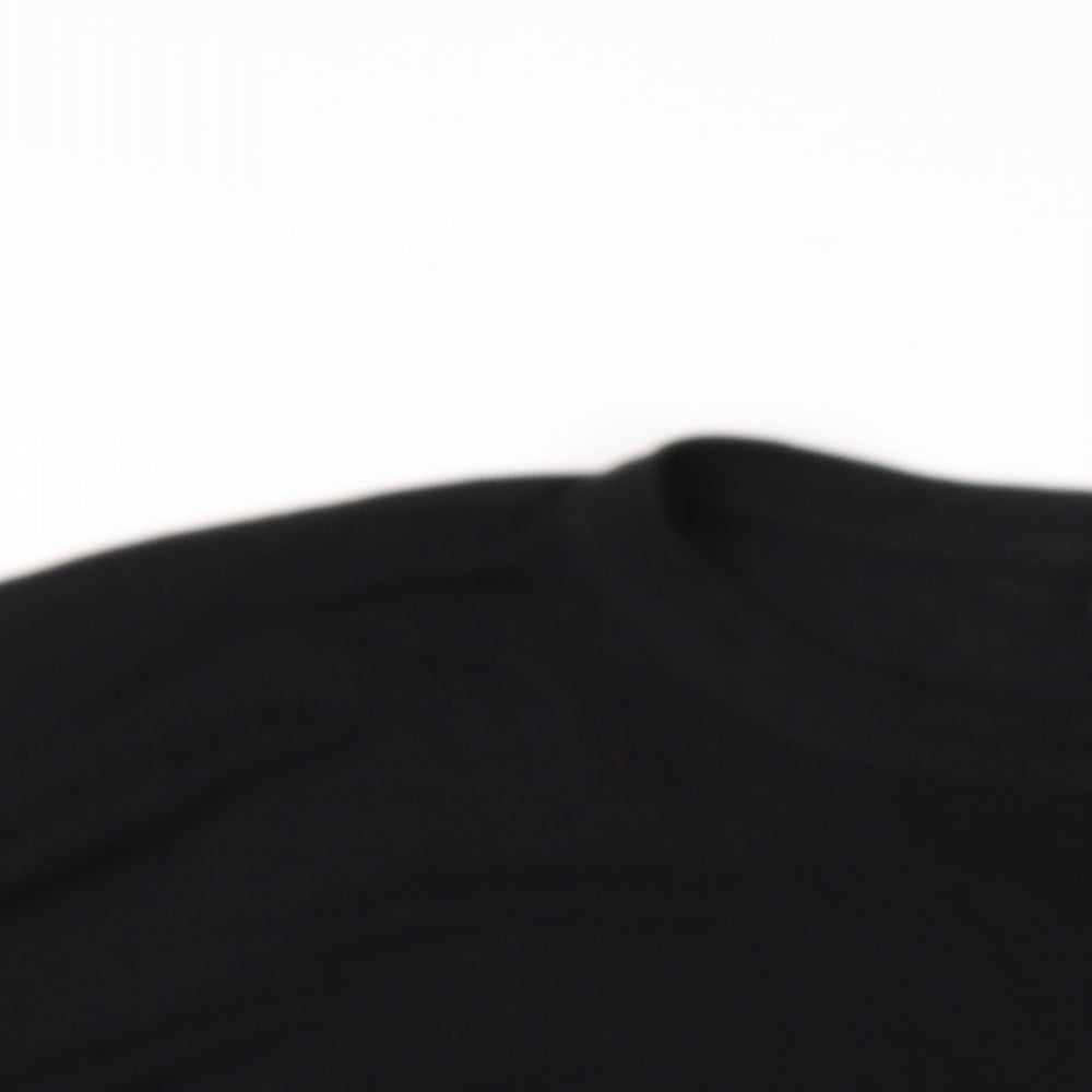 ASOS Womens Black Polyester Basic T-Shirt Size 10 Round Neck - Side Slits
