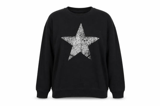 New Look Womens Black Cotton Pullover Sweatshirt Size 10 Pullover