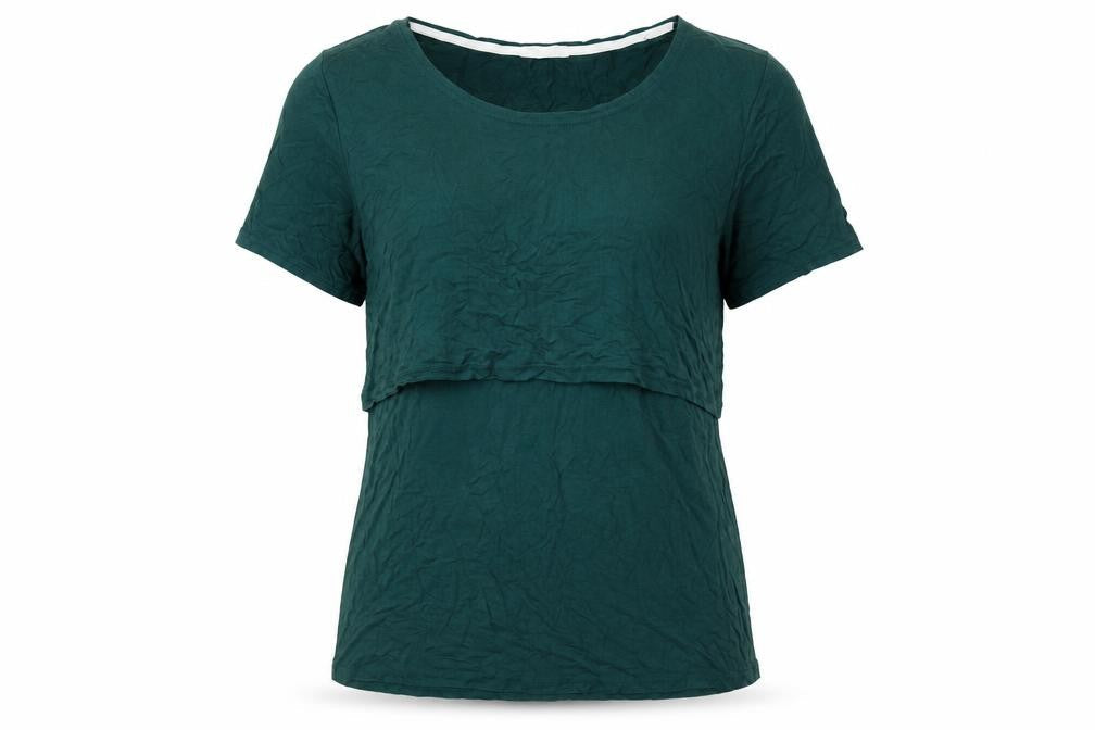 Small Show Womens Green Viscose Basic T-Shirt Size L Round Neck
