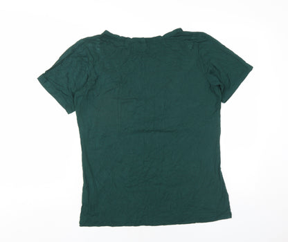 Small Show Womens Green Viscose Basic T-Shirt Size L Round Neck