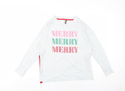 Jaclyn Intimates Womens Grey Polyester Basic T-Shirt Size M Round Neck - Merry Merry Merry